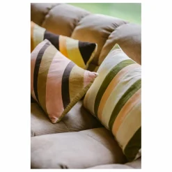 Coussin rayé en velours | Crème