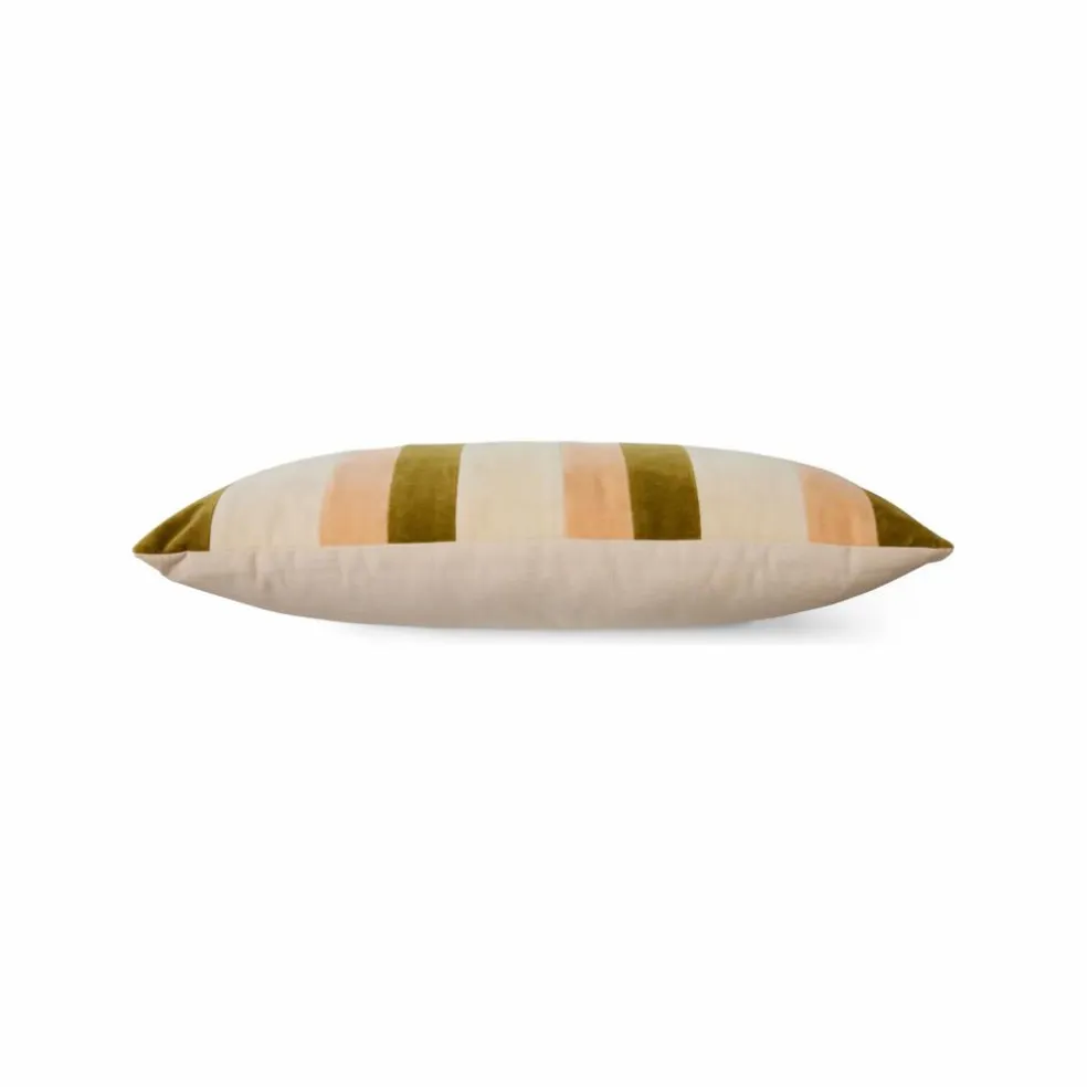 Coussin rayé en velours | Crème