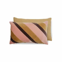 Coussin rayé en velours | Rose