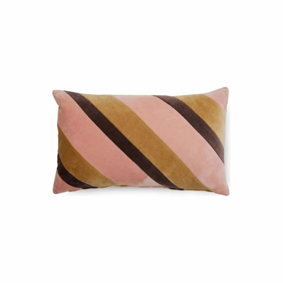 Coussin rayé en velours | Rose