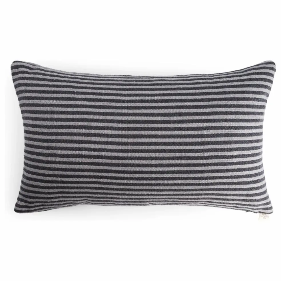 Coussin rectangulaire Carino en tissu rayé | Marron