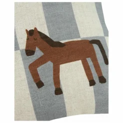 Coussin rectangulaire Cheval Vibes - Lin Français | Bleu