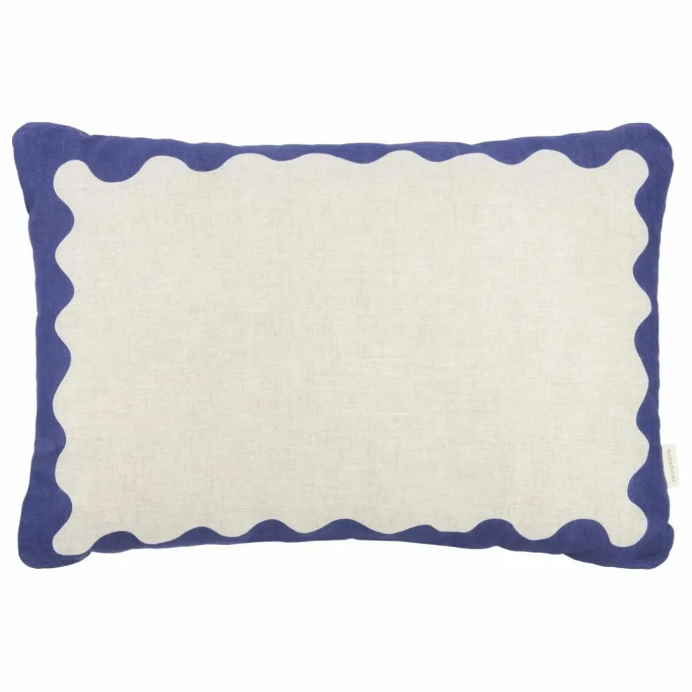 Coussin rectangulaire Vibes - Lin Français | Bleu