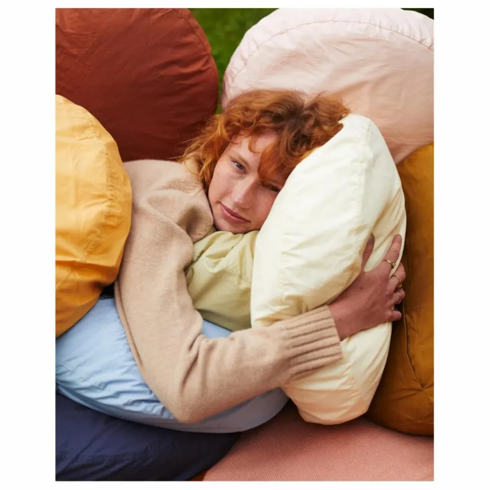 Coussin rond en percale organique | Vert sapin