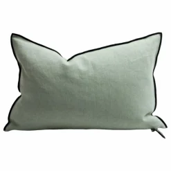 Coussin Vice Versa Black Line en lin stone washed | Sauge