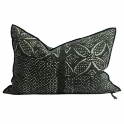 Coussin Vice Versa en lin Wabi-Sabi Bogolan | Charbon