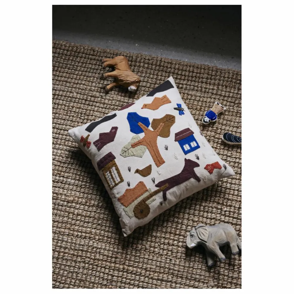 Coussin Village | Blanc cassé