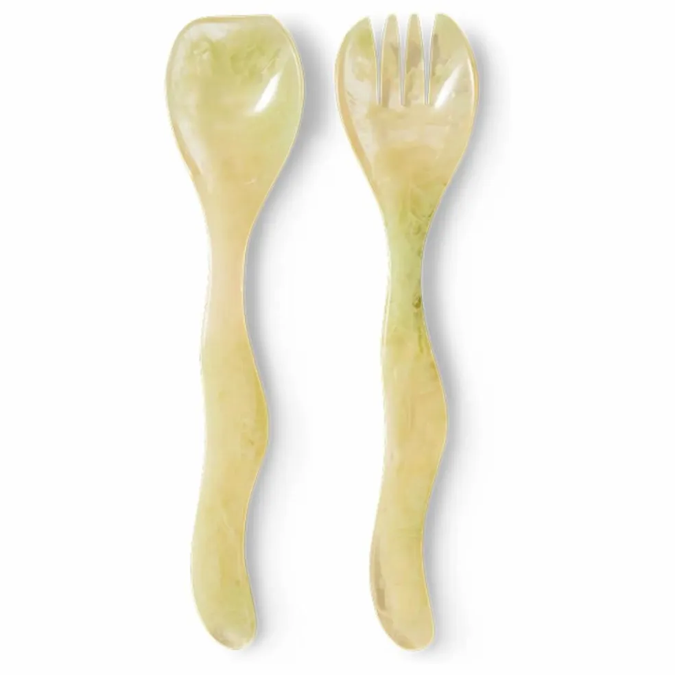 Couverts à salade en résine | Vert pâle