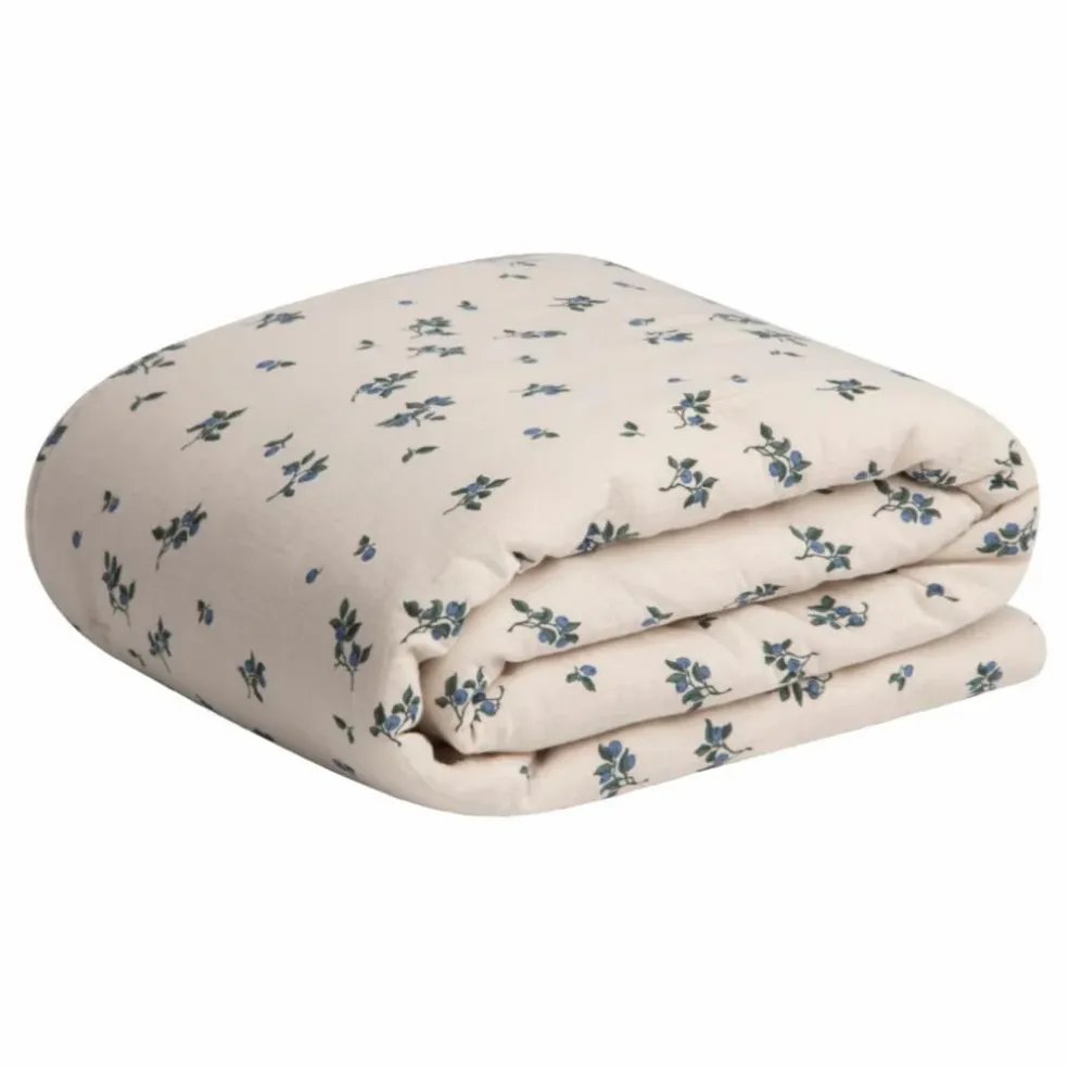 Couverture Blueberry en mousseline de coton | Ivoire