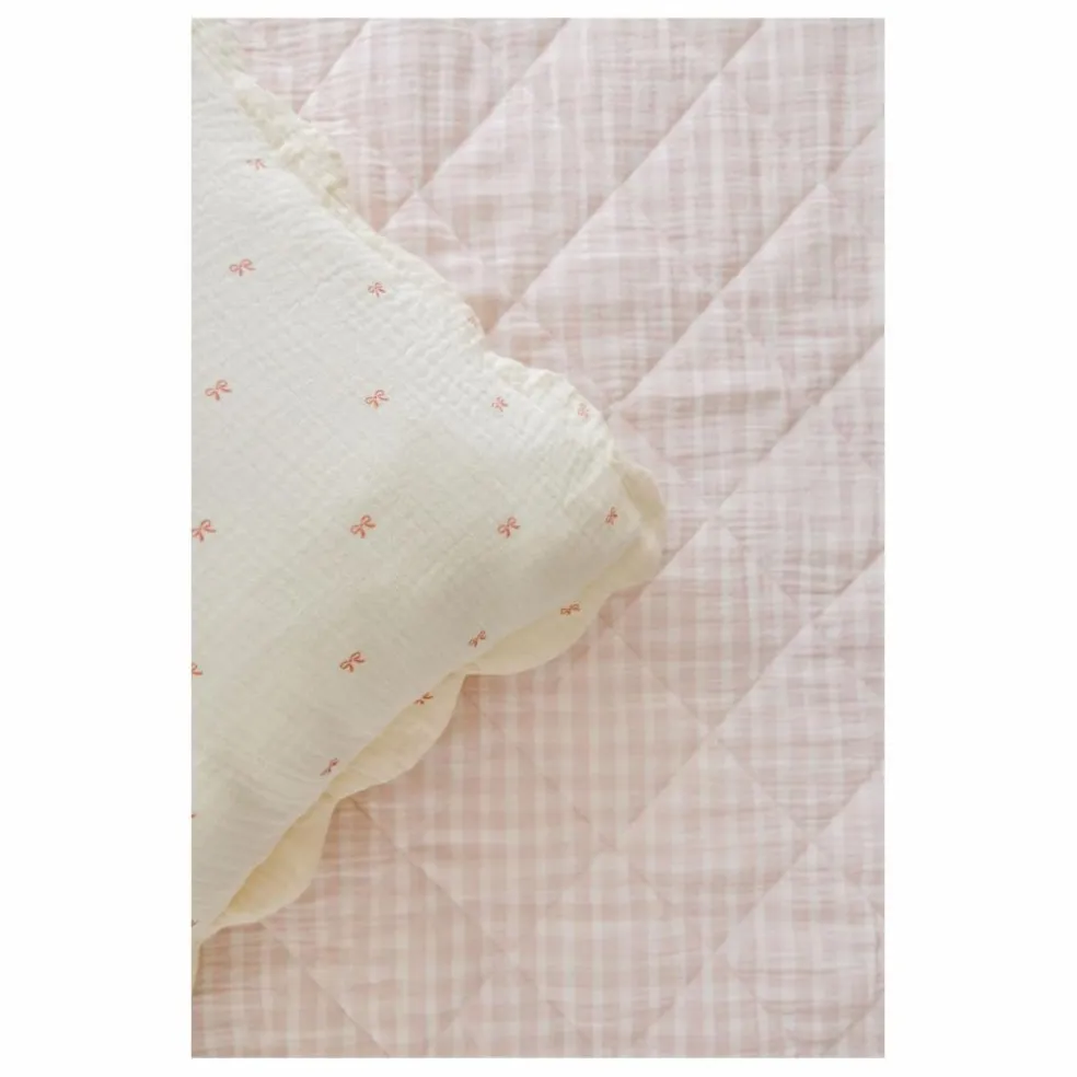 Couverture matelassée Rosewater en coton bio | Rose pâle