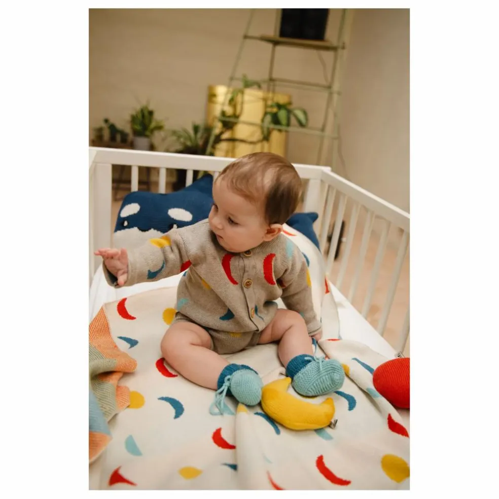 Couverture Moon Phases Coton Bio | Ecru