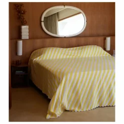 Couvre lit Monastico en coton à rayures | Jaune