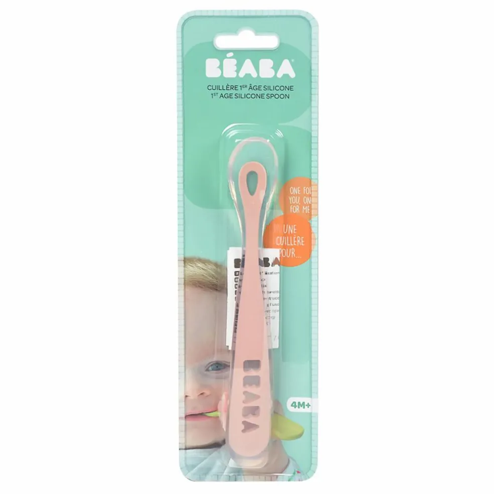 Cuillère 1er âge soft en silicone | Rose pâle