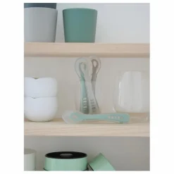 Cuillères 2eme âge soft en silicone - Set de 4 | Sauge