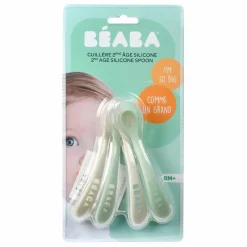 Cuillères 2eme âge soft en silicone - Set de 4 | Sauge