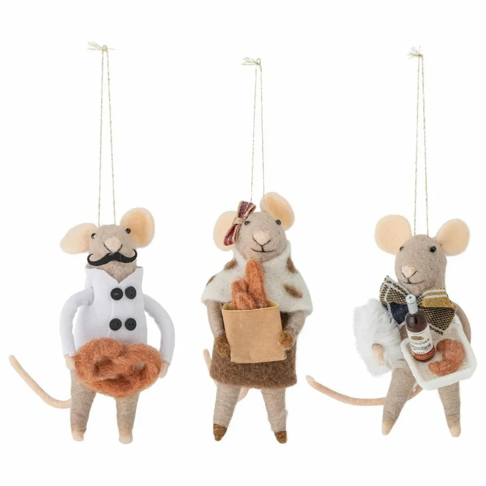 Décoration souris à suspendre en laine Peo - Set de 3 | Multicolore