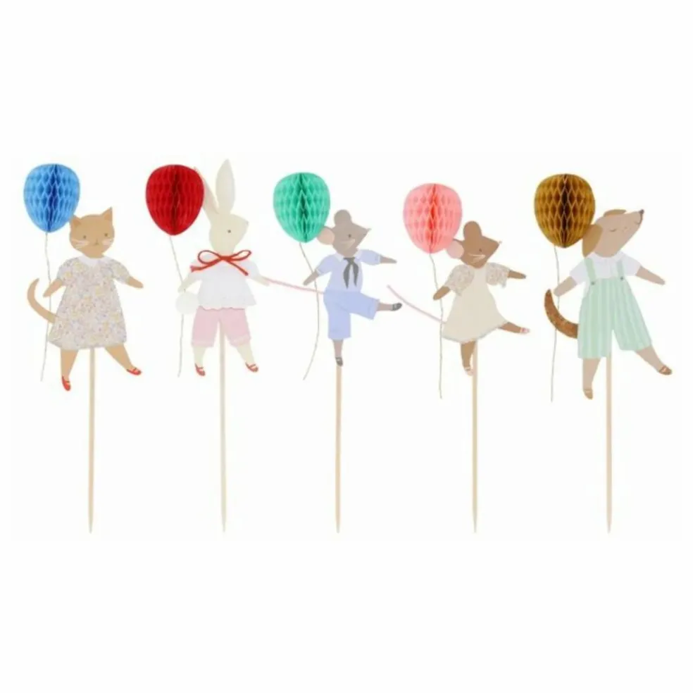 Décorations pour gâteau d'anniversaire Animal Friends - Set de 5