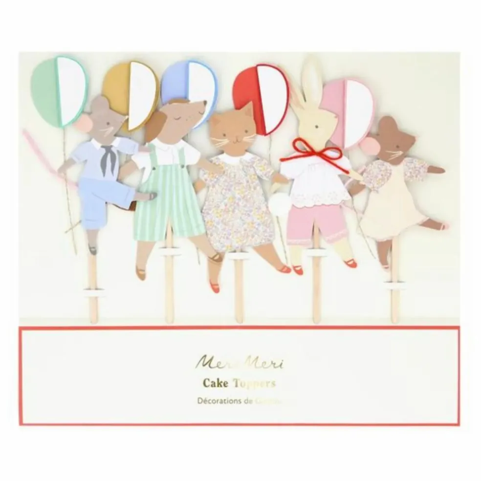 Décorations pour gâteau d'anniversaire Animal Friends - Set de 5