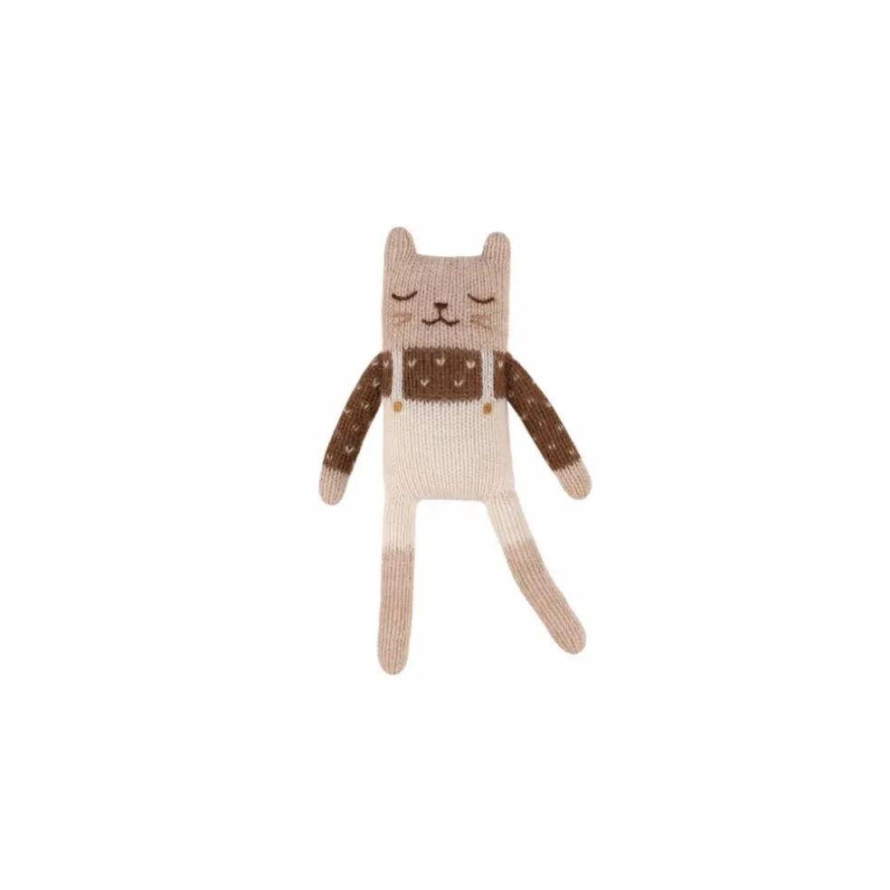 Doudou Chaton salopette | Ecru