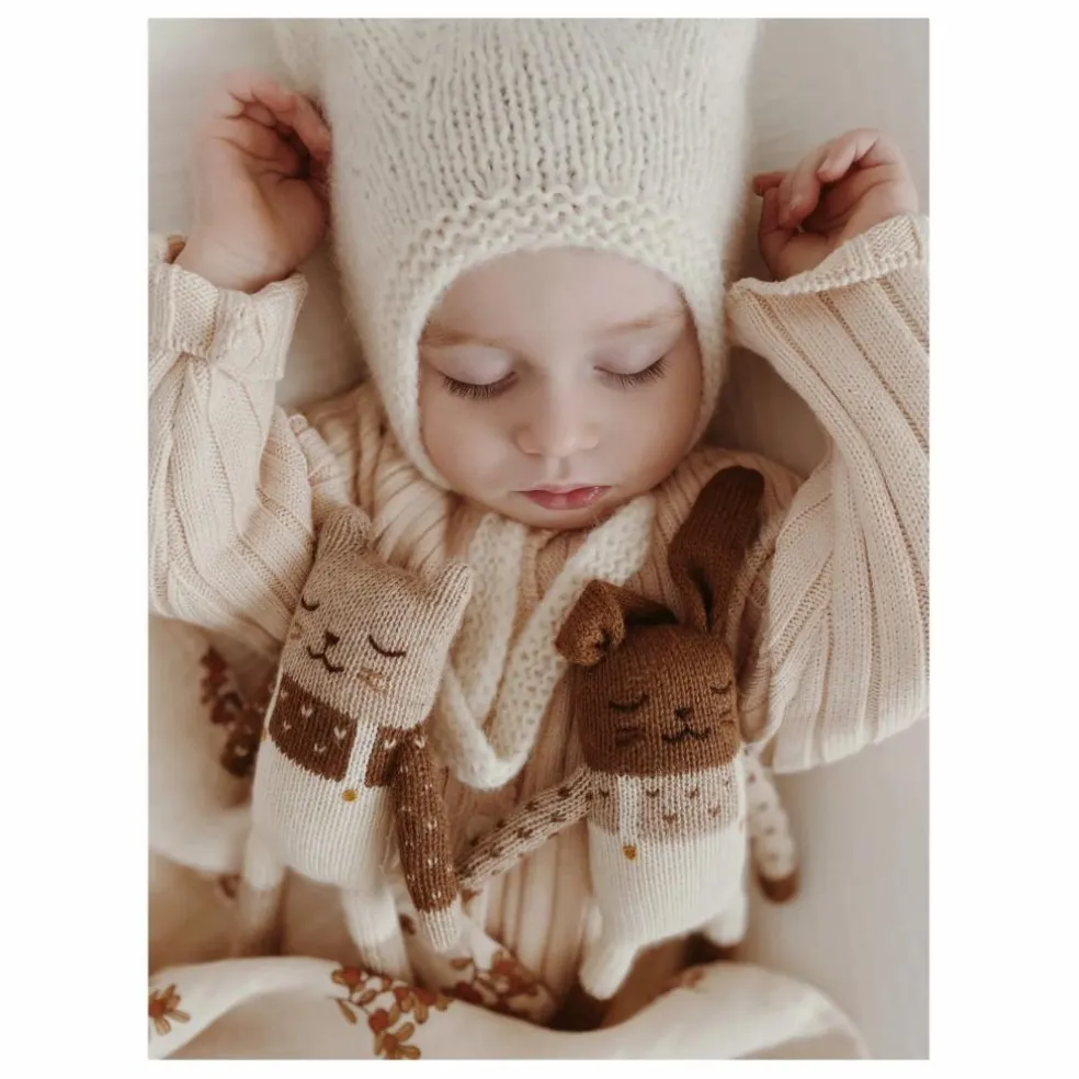 Doudou Chaton salopette | Ecru