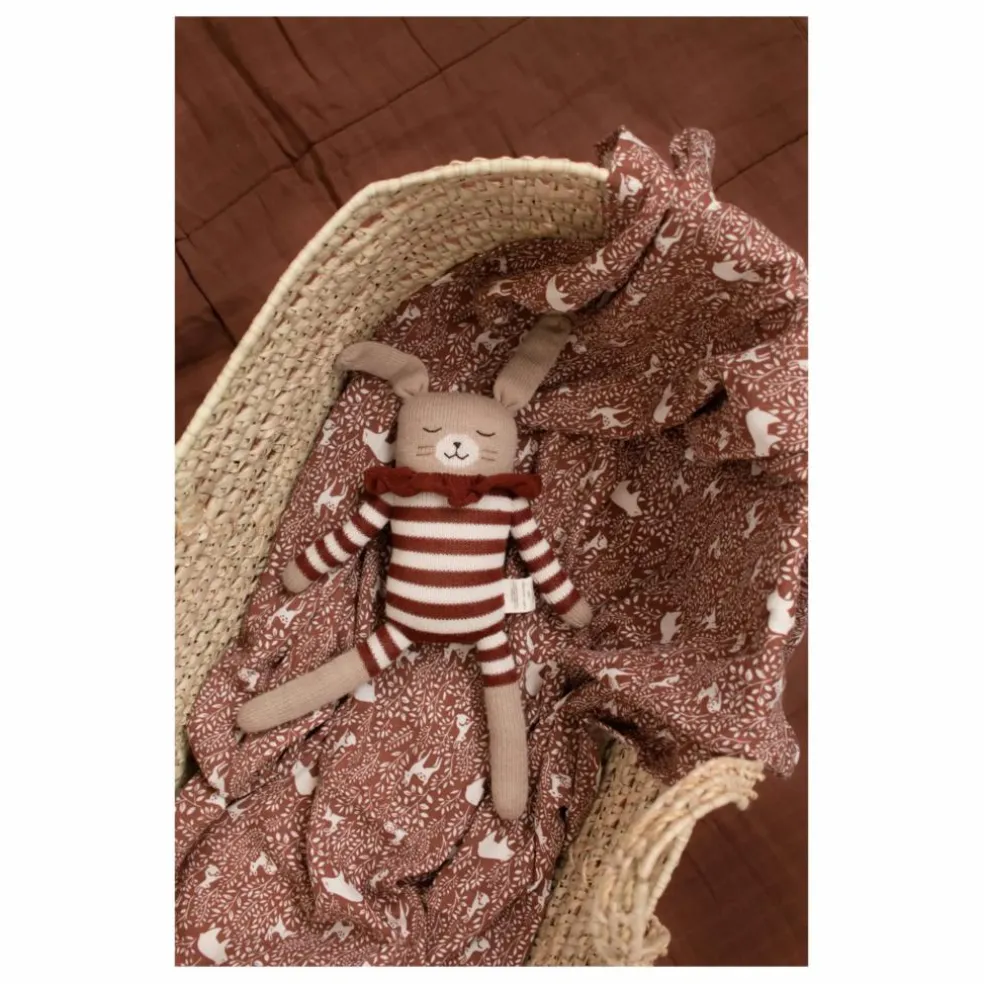 Doudou grand Lapin barboteuse rayée | Sienne