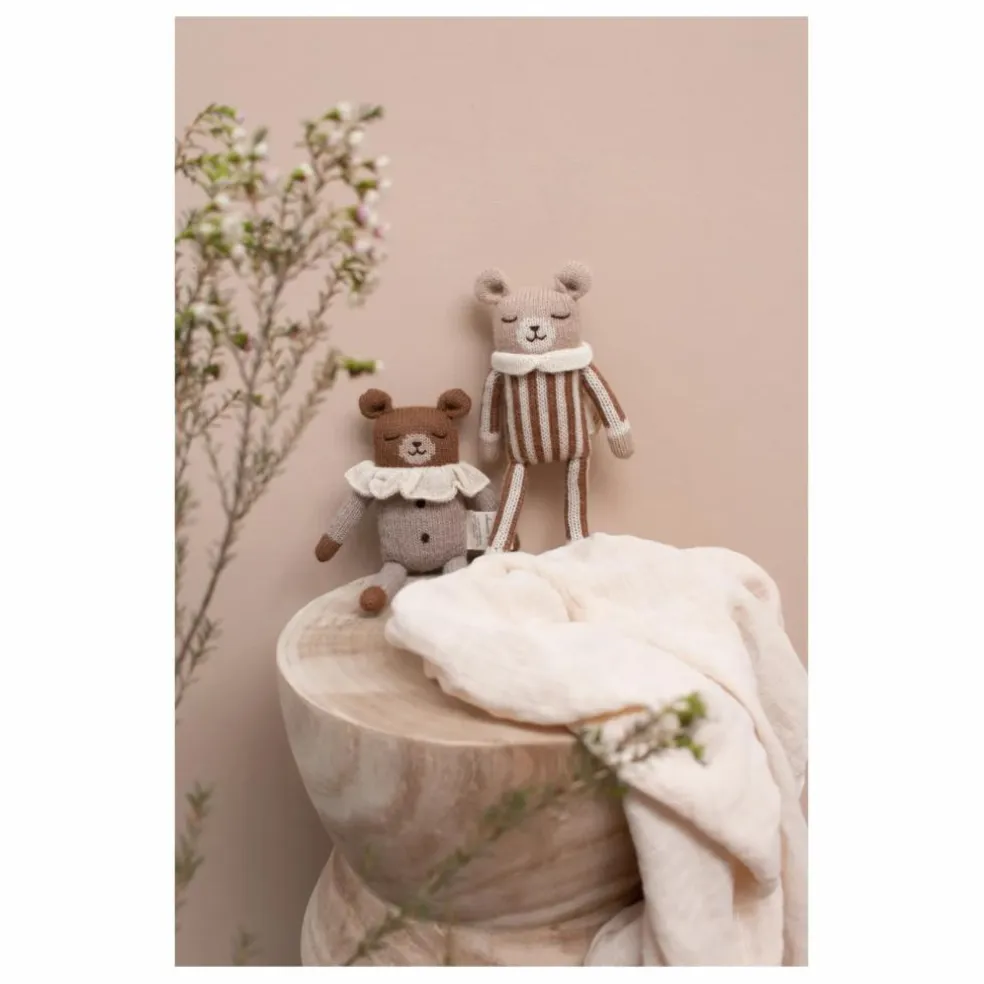 Doudou Ourson barboteuse rayée | Noisette