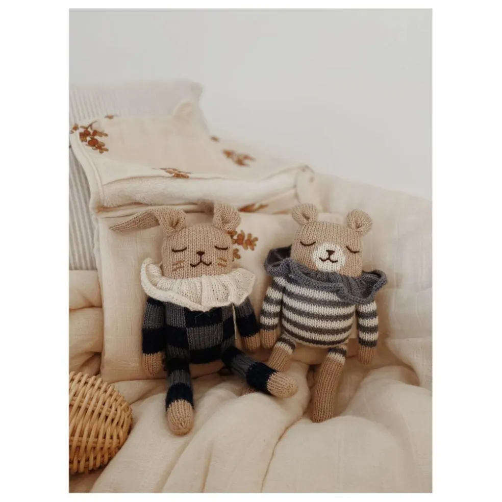 Doudou Ourson barboteuse rayée | Bleu