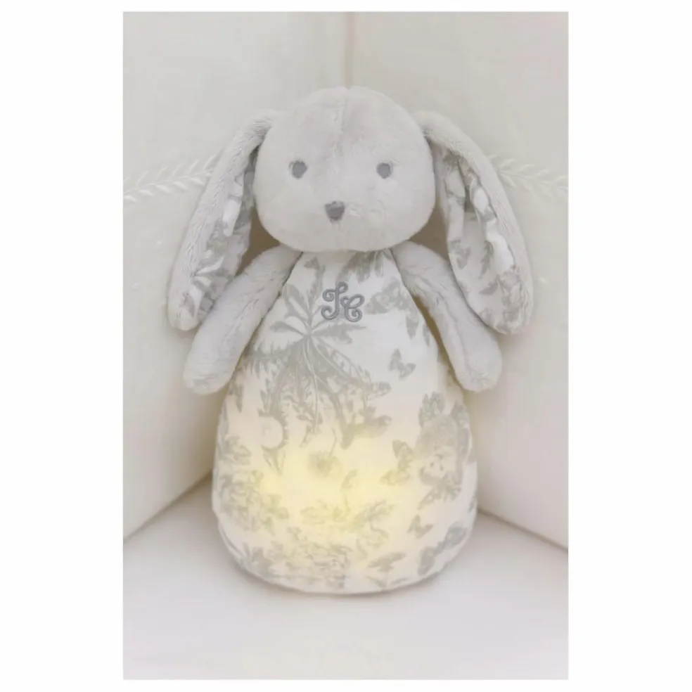 Doudou veilleuse Augustin le lapin Toile de Jouy | Gris clair