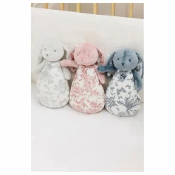 Doudou veilleuse Augustin le lapin Toile de Jouy | Gris clair