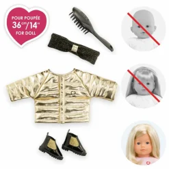 Doudoune et ses accessoires Couture pour poupée 36 cm | Doré