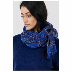 Echarpe Georgette Carreaux Laine | Bleu