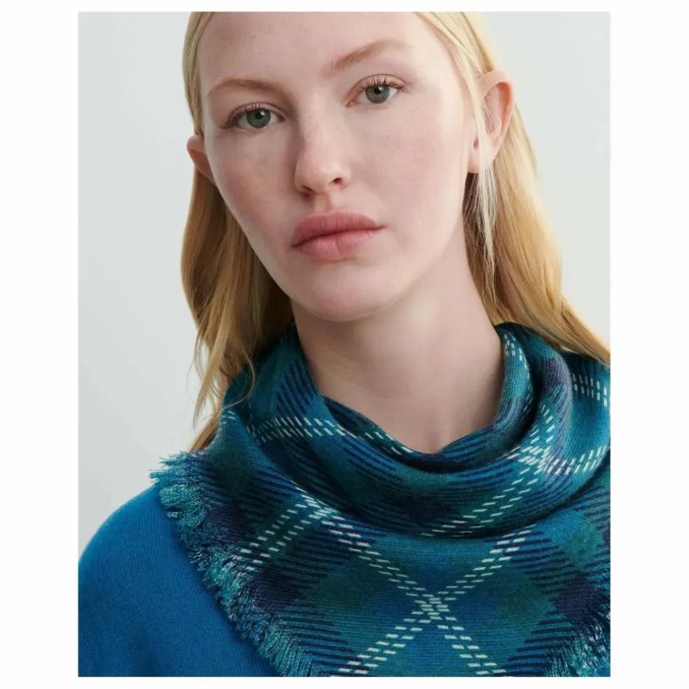 Echarpe Mini Carré Tartan Cachemire | Vert Cèdre