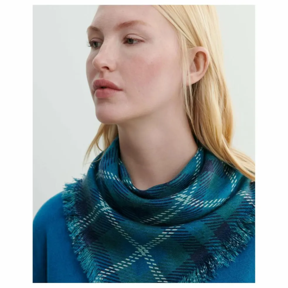 Echarpe Mini Carré Tartan Cachemire | Vert Cèdre