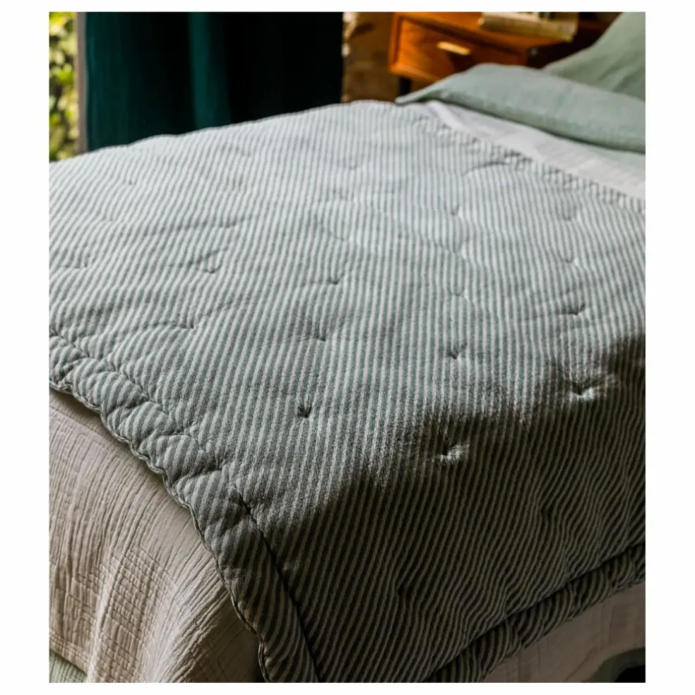 Edredon Capriccio à rayures en jacquard de coton | Vert