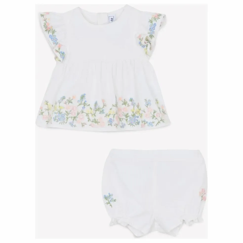 Ensemble Blouse et Bloomer Brodé | Blanc