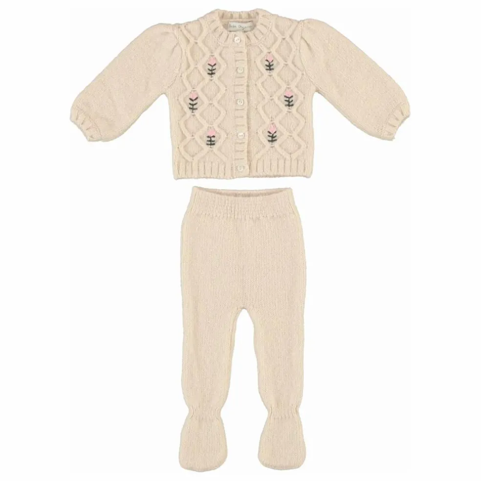 Ensemble Cardigan et Legging Rosine Mohair | Rose pêche