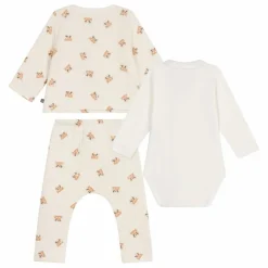 Ensemble Cardigan Pantalon et Body Pandas | Ecru