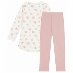 Ensemble Chemise de Nuit et Legging Cœurs Coton Bio | Rose