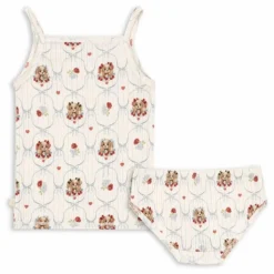 Ensemble Débardeur et Culotte Minnie Chiens Pointelle Coton Bio | Ecru