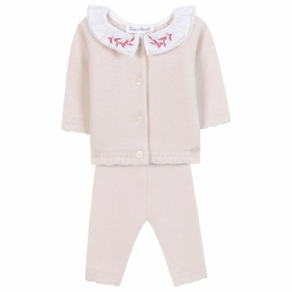 Ensemble Gilet et Pantalon Laine | Rose pâle