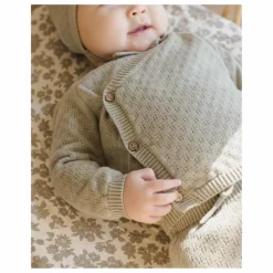 Ensemble Gilet Pantalon et Béguin Maille Coton Bio | Bleu gris