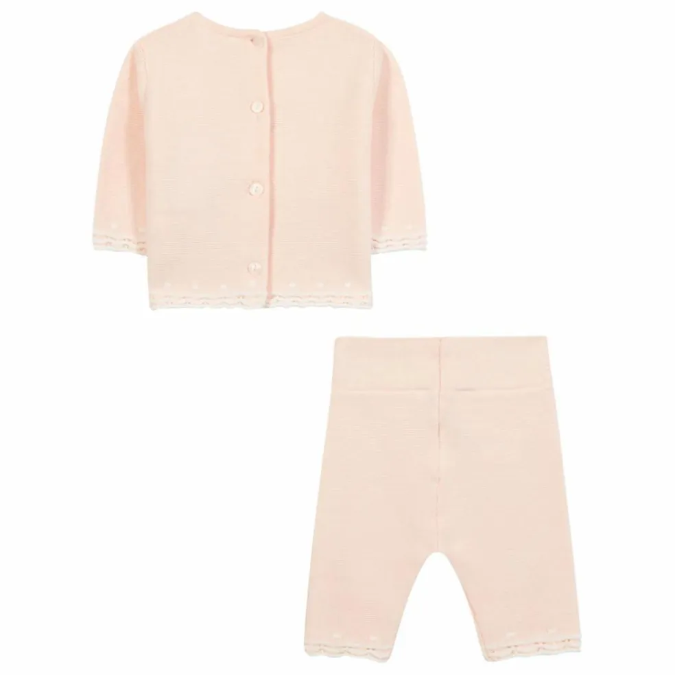 Ensemble Pull et Legging Feston Maille | Rose pâle