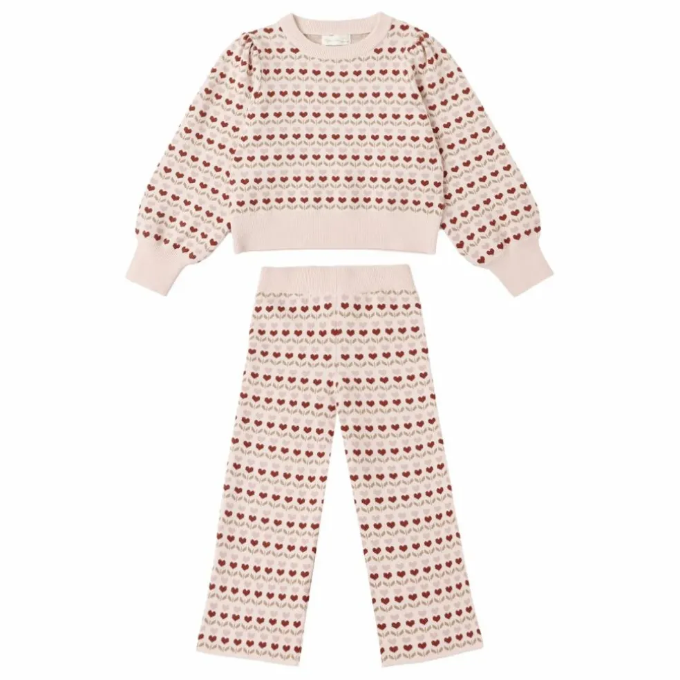 Ensemble Pull et Pantalon Ruby Hearts | Rose poudré