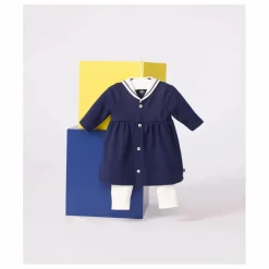 Ensemble Robe Col Vareuse et Legging Coton Bio | Bleu marine