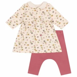Ensemble Robe et Leggings Fleurs | Beige