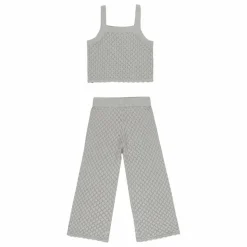 Ensemble Top et Pantalon Pointelle | Gris