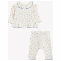 Ensemble T-shirt et Legging Fleuri | Ecru