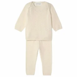 Ensemble T-shirt et Pantalon Pointelle Cachemire | Crème