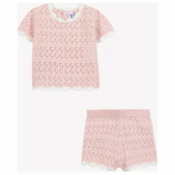 Ensemble T-shirt et Short Pointelle | Rose pâle