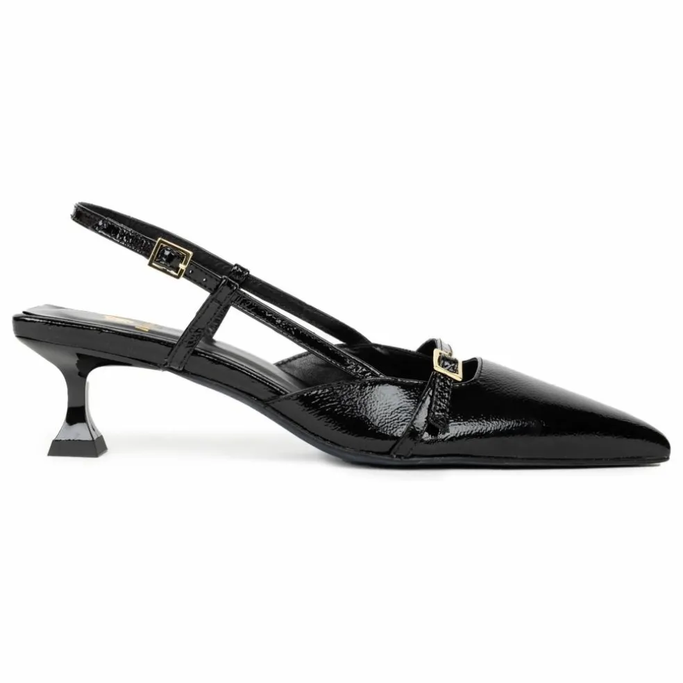 Escarpins Reem Cuir Verni Froissé | Noir